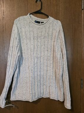 Relativity Cream Speckled Cable Knit Crewneck Sweater